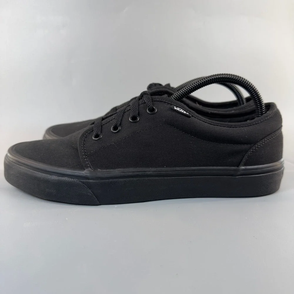 Vans‎ U 106 Vulcanized Mens 10 Skate Shoes Triple Black Lace Up Low Sneakers